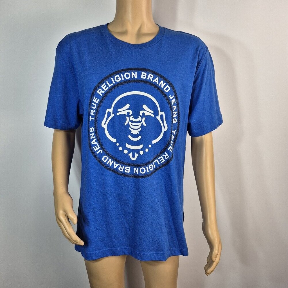 True Religion T-Shirt Mens 2XL Blue  100% Cotton Short Sleeve (40)